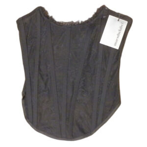 Mars The Label MTL Black The Lace Trim Ruched Corset Women's Size 8 UK NWT